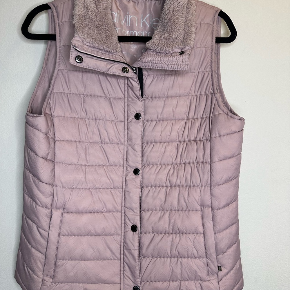 Calvin Klein Performance Women's Size Medium Blush Pink Quilted Zip Puffer Vest